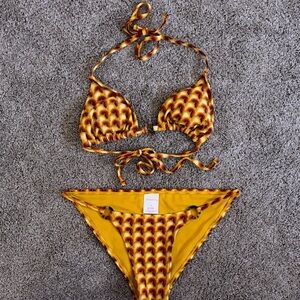 Xhilaration Vibrant Yellow and Brown Bikini